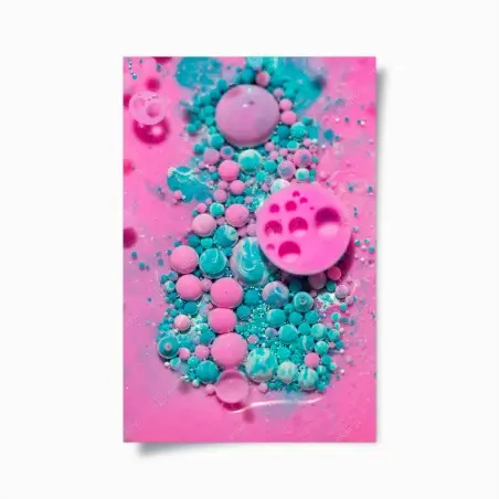 Poster marbre liquide rose et turquoise aux bulles organiques – Wallnifity®