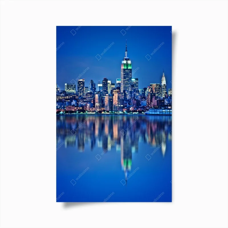 Poster panorama nocturne de New York avec reflets – Wallnifity® Poster panorama nocturne de New York avec reflets – Wallnifity®