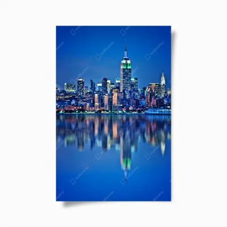 Poster panorama nocturne de New York avec reflets – Wallnifity®