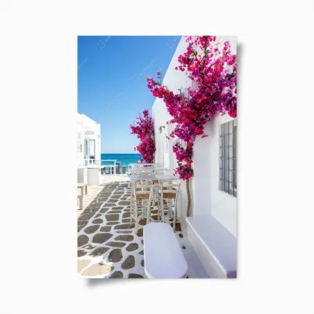 Poster ruelle méditerranéenne au bougainvillier – Wallnifity®