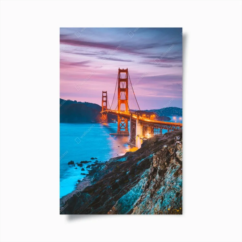 Poster coucher de soleil sur le Golden Gate Bridge à San Francisco – Wallnifity®