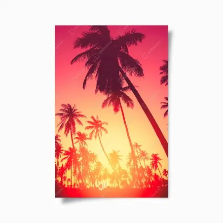 Poster silhouettes de palmiers au coucher de soleil tropical – Wallnifity®