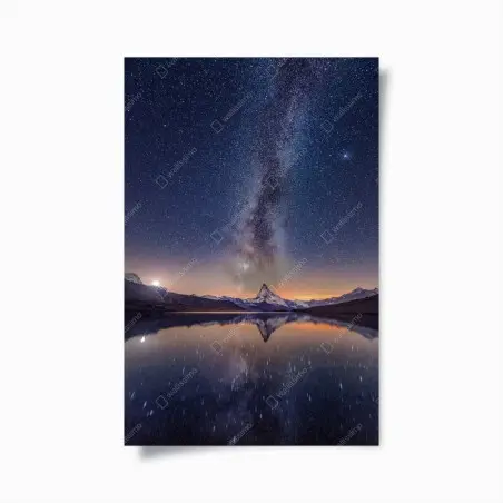 Poster voûte céleste au-dessus d'un lac miroir – Wallnifity®