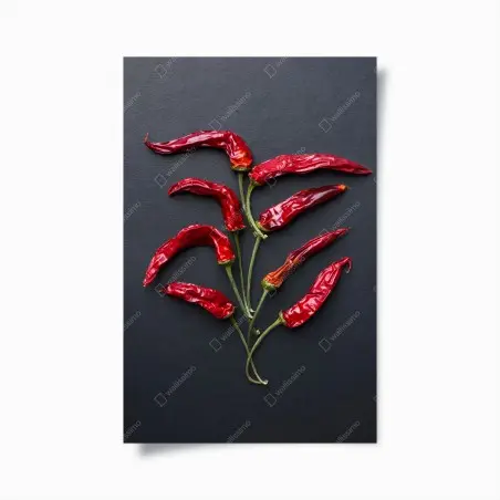 Poster arbre de piments rouges séchés sur fond noir – Wallnifity®