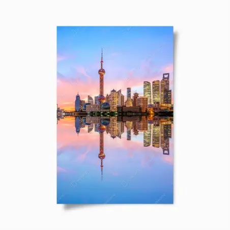 Poster panorama urbain de Shanghai au lever du soleil – Wallnifity®