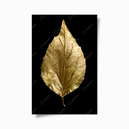 Poster feuille dorée élégante sur fond noir – Wallnifity®