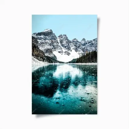 Poster paysage montagneux hivernal au lac turquoise – Wallnifity®