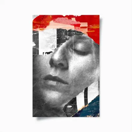 Poster visage en collage abstrait – Wallnifity®