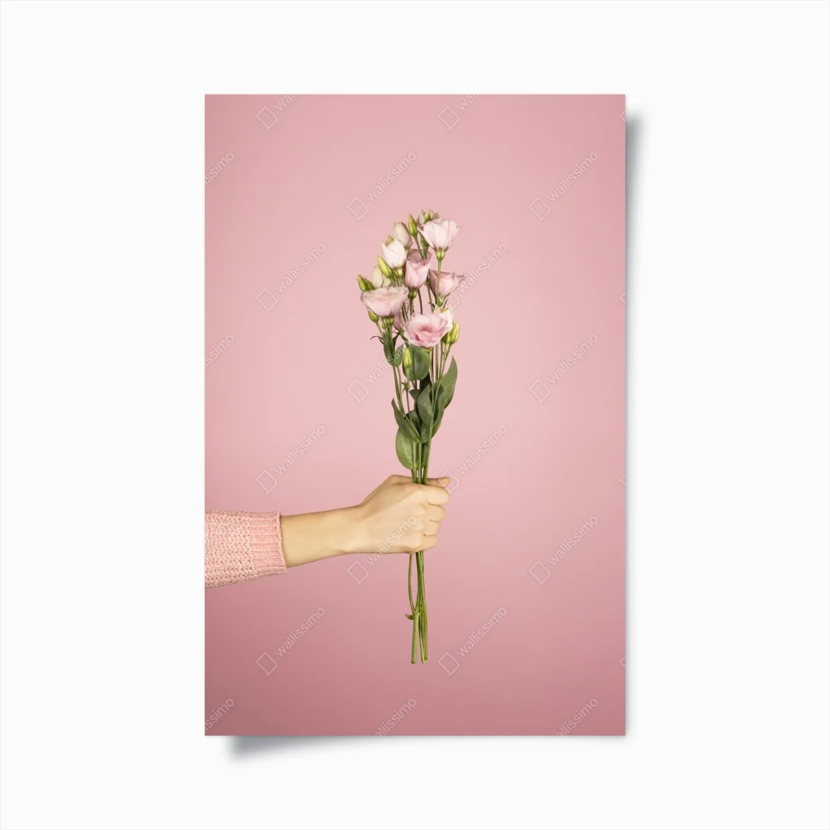Poster bouquet délicat de fleurs roses sur fond rose – Wallnifity® Poster bouquet délicat de fleurs roses sur fond rose – Wallnifity®