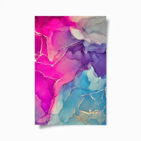 Poster éclats marbrés fuchsia et turquoise – Wallnifity®