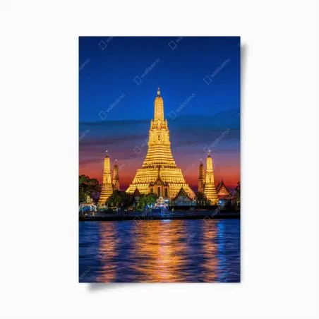 Poster coucher de soleil sur le temple Wat Arun à Bangkok – Wallnifity®