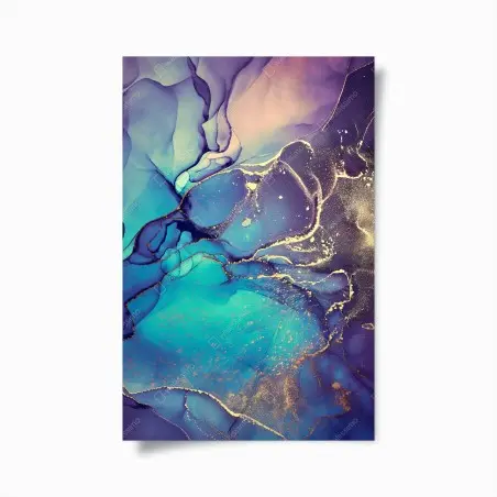 Poster abstraction aquatique aux reflets dorés – Wallnifity®