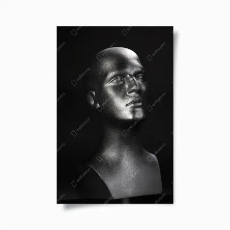 Poster buste métallique minimaliste en lumière dramatique – Wallnifity®