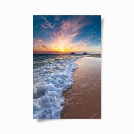Poster horizon marin en lumière dorée – Wallnifity®