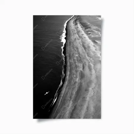 Poster littoral minimaliste en noir et blanc – Wallnifity®