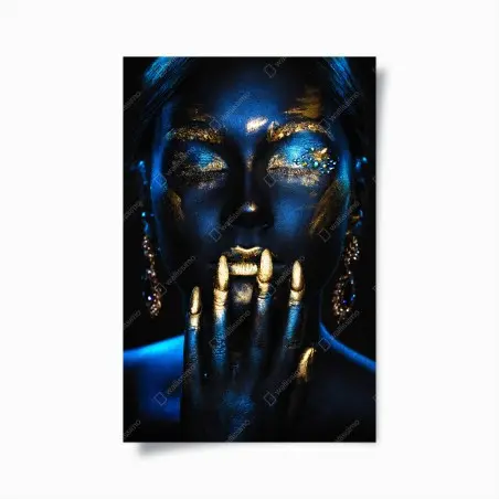 Poster portrait mystique en or et bleu – Wallnifity®