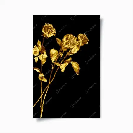 Poster bouquet de roses dorées sur fond noir – Wallnifity®