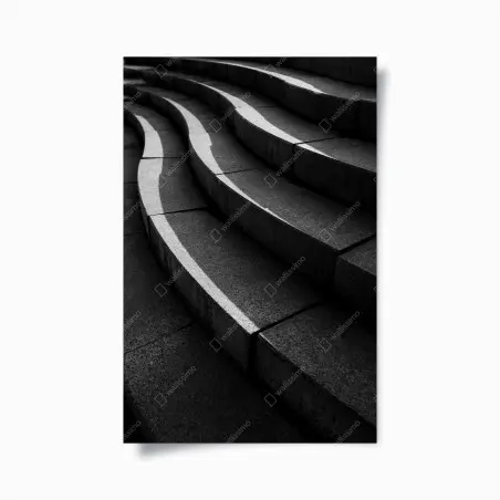 Poster escalier en béton abstrait : jeu de lignes et de lumière – Wallnifity®