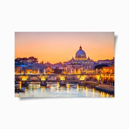Poster coucher de soleil sur la basilique Saint-Pierre à Rome – Wallnifity®