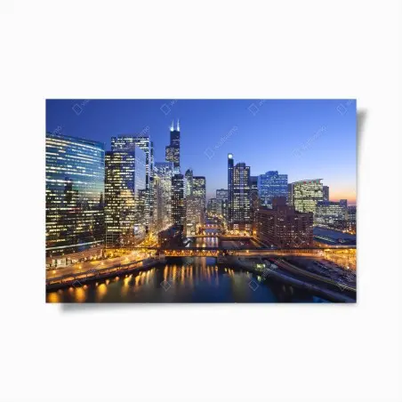 Poster panorama nocturne de Chicago – Wallnifity®