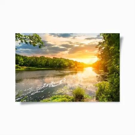 Poster coucher de soleil sur la rivière tranquille – Wallnifity®