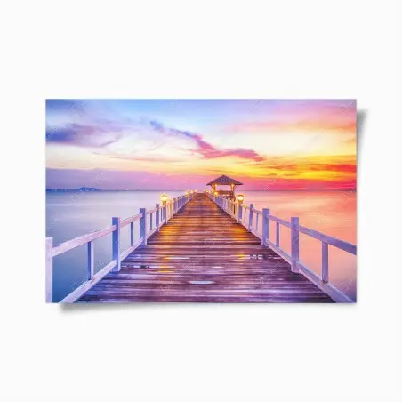 Poster ponton au coucher de soleil vers l'horizon – Wallnifity®