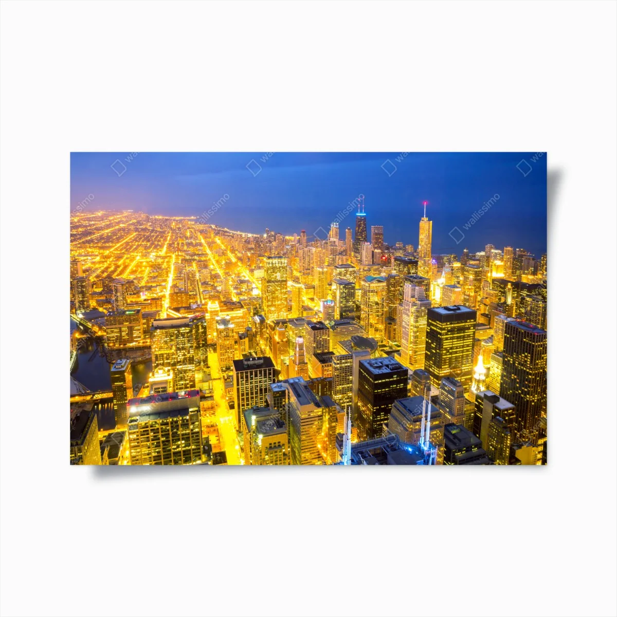 Poster horizon nocturne de Chicago en lumière dorée – Wallnifity® Poster horizon nocturne de Chicago en lumière dorée – Wallnifity®