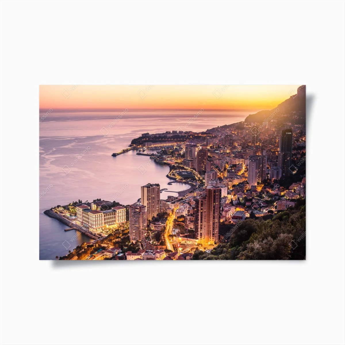 Poster vue panoramique de Monaco au crépuscule – Wallnifity® Poster vue panoramique de Monaco au crépuscule – Wallnifity®