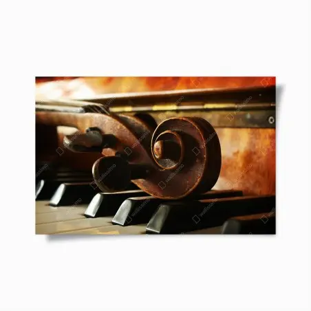 Poster volute de violon sur touches de piano, ambiance musicale vintage – Wallnifity®
