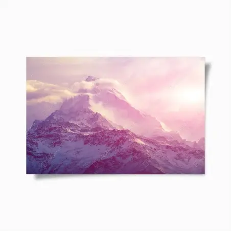 Poster lueur rose sur sommet enneigé – Wallnifity®