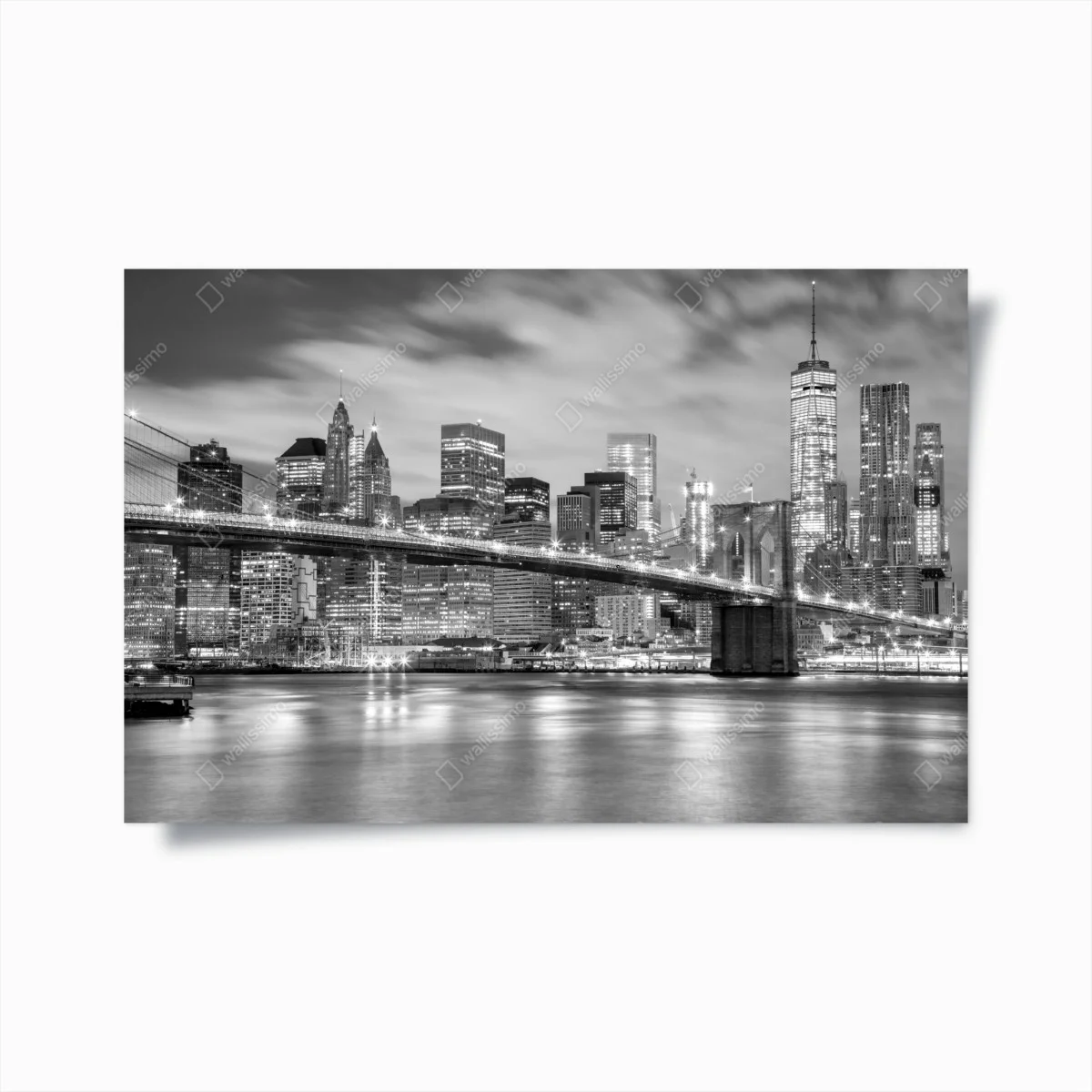 Poster panorama nocturne de New York et du pont de Brooklyn en noir et blanc – Wallnifity® Poster panorama nocturne de New York et du pont de Brooklyn en noir et blanc – Wallnifity®