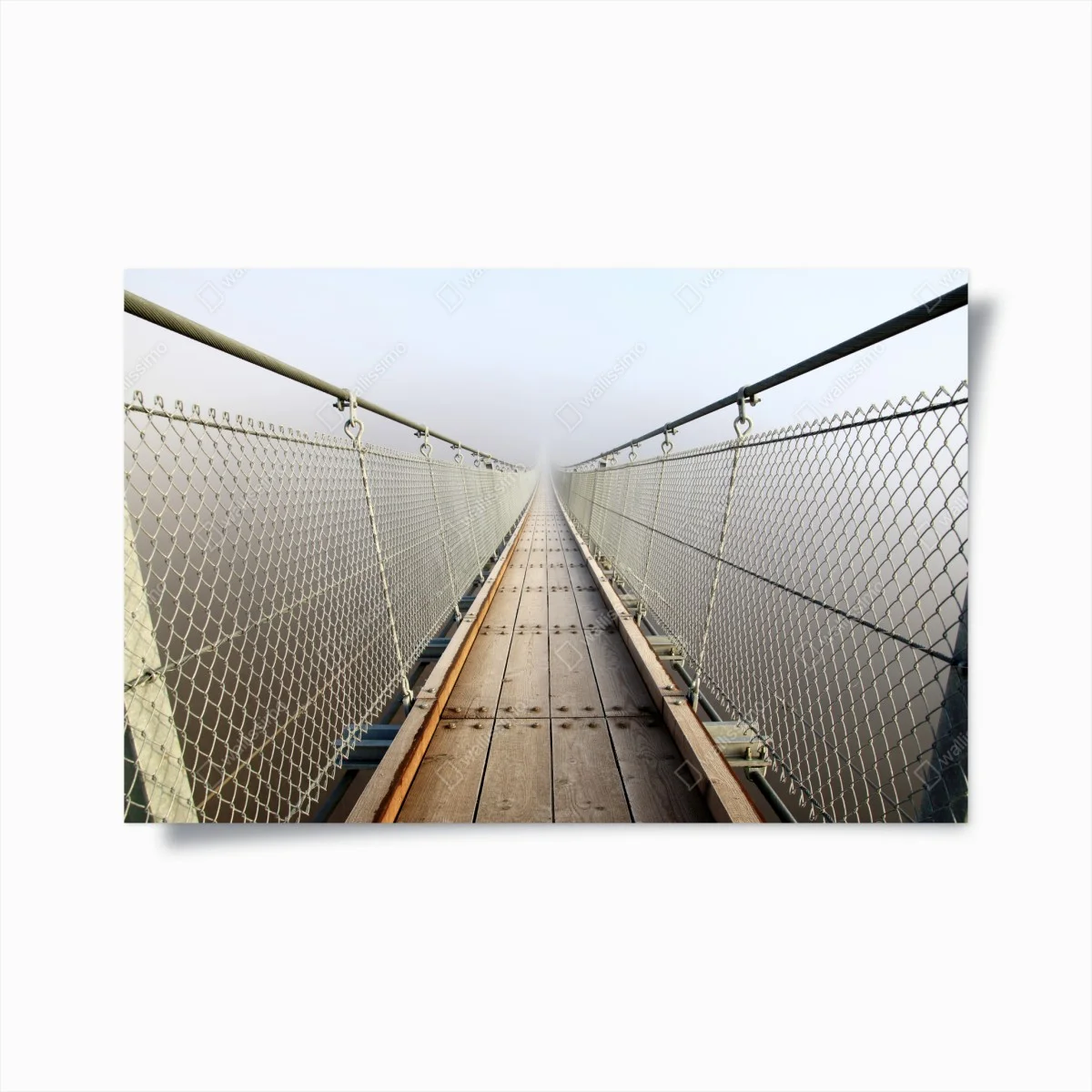 Poster promenade dans la brume : pont suspendu en perspective – Wallnifity® Poster promenade dans la brume : pont suspendu en perspective – Wallnifity®