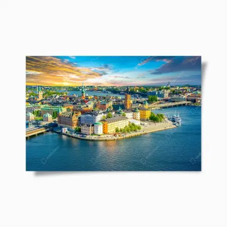 Poster panorama coloré de Stockholm au crépuscule – Wallnifity®
