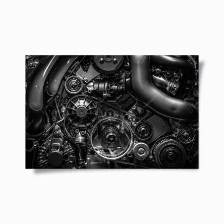 Poster détails mécaniques en noir et blanc – Wallnifity®