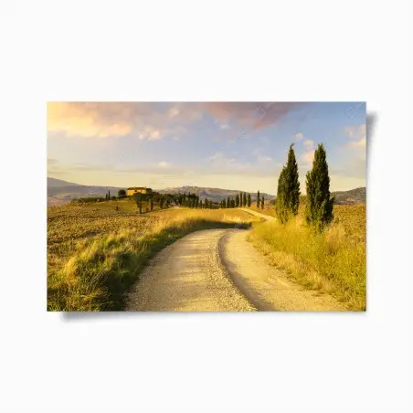 Poster chemin de campagne en Toscane au coucher du soleil – Wallnifity®