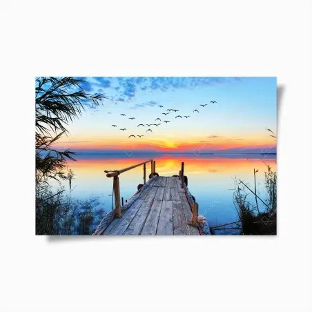 Poster jetée au coucher de soleil sur le lac – Wallnifity®