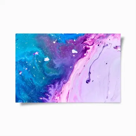Poster vagues acryliques bleu et rose – Wallnifity®