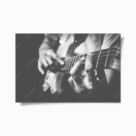 Poster mains de guitariste en gros plan noir et blanc – Wallnifity®