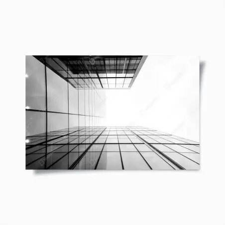 Poster perspective urbaine de façades en verre et lignes géométriques – Wallnifity®