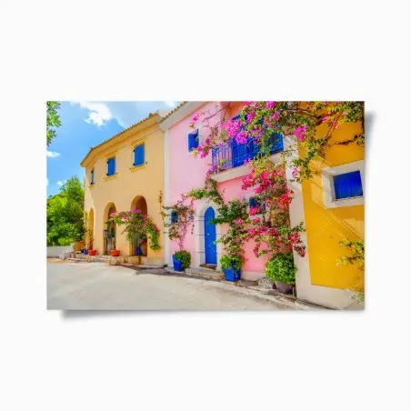 Poster façades colorées de Kefalonia – Wallnifity®
