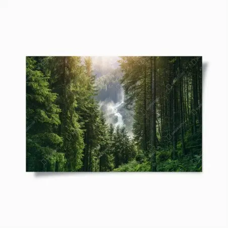 Poster cascade de Krimml dans la forêt alpine – Wallnifity®