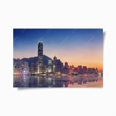 Poster panorama urbain de Hong Kong au crépuscule – Wallnifity®