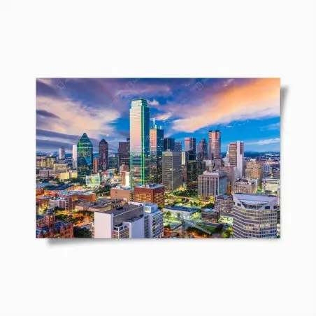 Poster horizon de Dallas au coucher de soleil – Wallnifity®