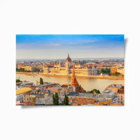 Poster vue panoramique sur le parlement de Budapest et le Danube – Wallnifity®