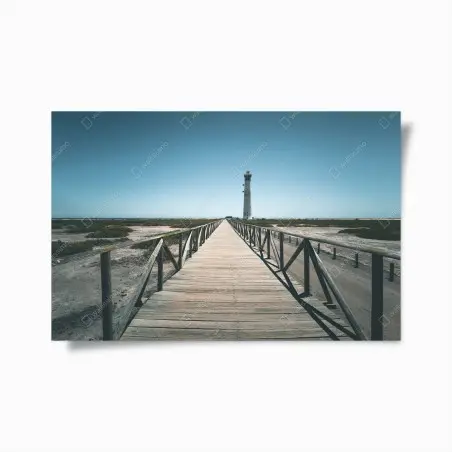Poster chemin de planches menant au phare côtier – Wallnifity®