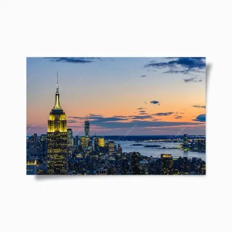 Poster coucher de soleil sur New York et l'Empire State Building – Wallnifity®