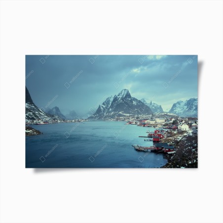 Poster crépuscule hivernal à Reine, îles Lofoten, Norvège – Wallnifity®