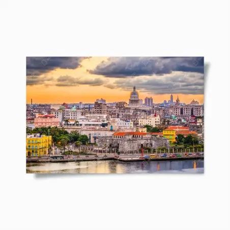 Poster panorama urbain de La Havane au coucher du soleil – Wallnifity®