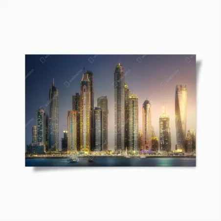 Poster panorama urbain de Dubaï au crépuscule – Wallnifity®