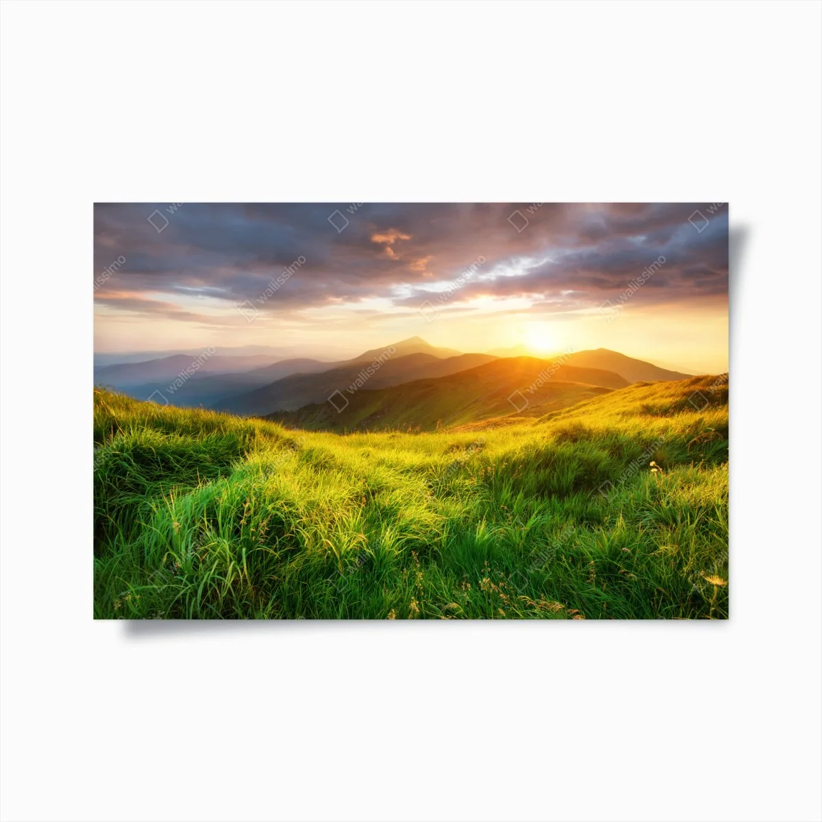 Poster aube dorée dans la vallée montagneuse – Wallnifity® Poster aube dorée dans la vallée montagneuse – Wallnifity®